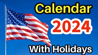 2024 Calendar with Holidays  Calendar 2024  US Calendar 2024  United States 2024 Calendar  2024 [upl. by Mathur]