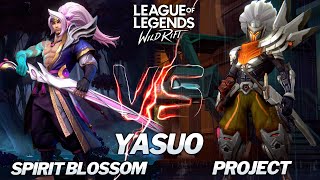 Spirit Blossom Yasuo VS Project Yasuo Skins Comparison Wild Rift [upl. by Adgam709]