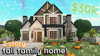 30k Bloxburg Fall Family House Build 2 Story Exterior Tutorial [upl. by Etnoj]