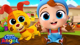 Baby John and Bingo have Fun in the Mud  Little Angel Kids Songs amp Nursery Rhymes [upl. by Miquela]