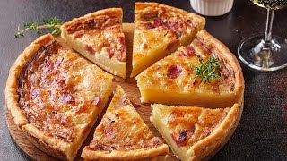 Elsässer FLAMMKUCHEN  das Original  Hefeteig Schinkenspeck französisch [upl. by Kipp]