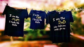 DIY How to paint text on tshirt at home  matching family tshirt make ur own custom brand tshirt [upl. by Uba246]