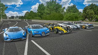 Forza 7 Drag Race  Chiron vs Regera vs One1 vs F1 Car vs Hoonicorn Mustang [upl. by Tema636]