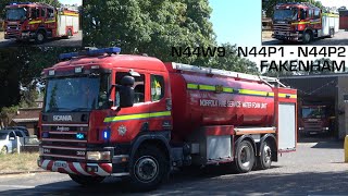 RARE Norfolk Fire and Rescue Fakenham Full House Turnout  Water Carrier and 2x Pumps [upl. by Oiludbo]