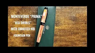 Monteverde “Prima Red Swirls” Omniflex nib fountain pen  first impression MonteverdePrima [upl. by Yesdnil160]