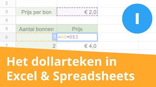 Absolute celadressering Het dollarteken in Excel en Google Spreadsheets  Informaticalessen [upl. by Enalahs]