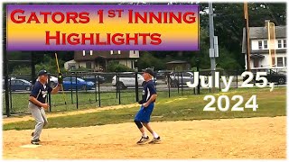 Wallys Gators 1st Inning Highlights  July 25 2024 [upl. by Meensat]