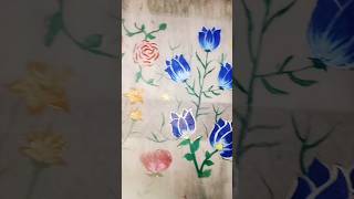 Organza dress design 🥰🥰painting Designbeautiful flower trending shorts youtube video [upl. by Nod]