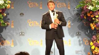 Sylvester Stallone backstage after winning Golden Globe for Creed [upl. by Ellimahs]