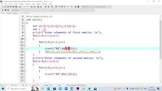 Sum of two matrix in C  Addition of two matrix in C 2darray array [upl. by Angil505]