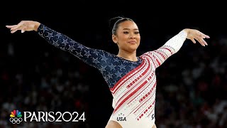 Suni Lee DELIVERS under Olympic pressure to contribute to Team USA’s team gold  Paris Olympics [upl. by Enneyehs]