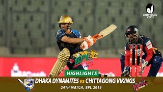 Dhaka Dynamites vs Chittagong Vikings Highlights  24th Match  Edition 6  BPL 2019 [upl. by Roanne]