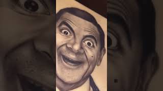 Pencildrawing✨ Mr Bean Tattoo first tattoo in training realism portrait tattoo❤️ on my skin pad [upl. by Chlo]