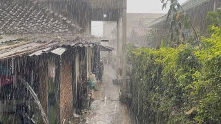 Very Heavy Rain In A Beautiful Village  Cool Atmosphere of Rural Indonesia  ASMR Rain [upl. by Shimberg]