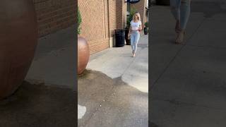 Passing you on the sidewalk ❤️ jeans heels short shorts shortvideo shortsfeed [upl. by Nedrud]