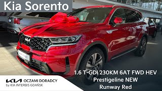 Kia Sorento 16 TGDI 230KM 6AT FWD HEV wersja Prestigeline NEW w kolorze Runway RED  4K [upl. by Eiznek]