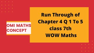 Run Through of chapter 4 Q 1 TO Q 5 class 7th wow maths [upl. by Arica]