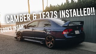 Mugen Honda Civic Si AGGRESSIVE New Wheels Are On Fitting the TE37s [upl. by Fotzsyzrk]