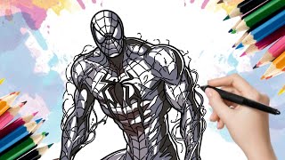 Learn How to Draw SpiderMan in AntiVenom Suit Easy StepbyStep Tutorial [upl. by Oramug]