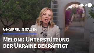 Meloni G7Gipfel hat Unterstützung für die Ukraine bekräftigt  AFP [upl. by Notsud]