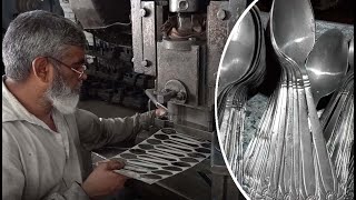 Amazing Process of Spoon Making in Factory  Tour of Spoon amp Fork Making Factory  Steel Spoons [upl. by Nazar]