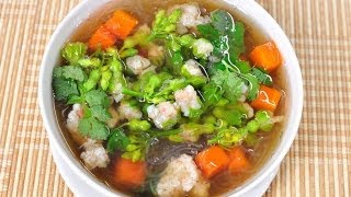 Thai Food  Stuffed Cowslip Creeper in Plain Soup Gang Jued Dok Ka Jorn Yud Sai [upl. by Karee]