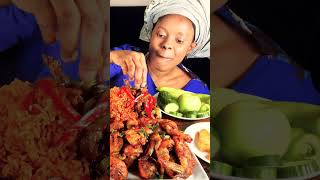 ASMR EATING NO TALKING SPICY JOLLOF RICE NIGERIAN CHICKEN CURRYENOKI MUSHROOM FOOD CHALLENGE [upl. by Asfah]