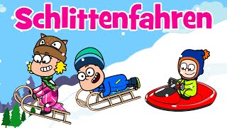 ♪♪ Kinderlied Winter Familie – Schlittenfahren  Hurra Kinderlieder  Winterlied [upl. by Aivatahs]