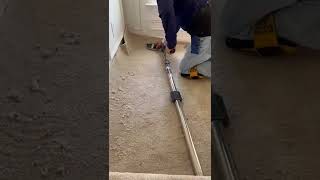 Using power stretcher for carpet installation [upl. by Adamson]