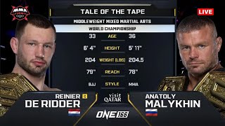 Full Fight Reinier de Ridder vs Анатолий Сергеевич Малухин Highlights HD  ONE166 Qatar [upl. by Trude]