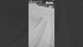 Dramatic POV video shows moment silent avalanche buries snowmobilers [upl. by Ahset]