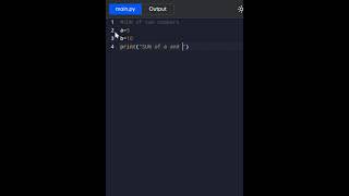 Python Program Add 2 Numbers in 3 lines of code python pythonforbeginners ytshortsindia [upl. by Hairehcaz]