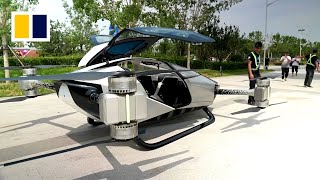 Experimental electric flying car takes to the air for test run in northern China [upl. by Farmer829]