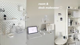 Room and desk makeover ☆ aesthetic pinterest inspired￼ minimalist daiso kpop acubi stationary [upl. by Haorbed345]