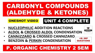 Unit 4 Carbonyl Compounds  Complete  Aldehyde and Ketones  organic chemistry b pharm 2nd semester [upl. by Schmidt]