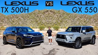 BEST LEXUS SUV  2024 Lexus GX 550 vs 2024 Lexus TX 500h Comparison [upl. by Atsiuqal]