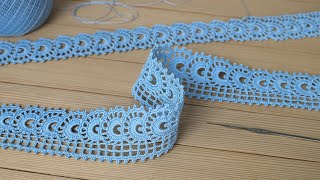 Красивое и простое ЛЕНТОЧНОЕ КРУЖЕВО вязание крючком КАЙМА мастеркласс Crochet Tape Lace Tutorial [upl. by Ahsimek]