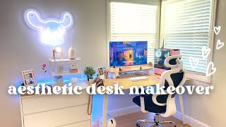 AESTHETIC DESK MAKEOVER desk organization setup for productivity imac unboxing  stationary haul [upl. by Jessee869]