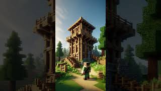 Minecraft Wooden Watchtower Design Ideas [upl. by Ode956]