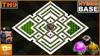 NEW BEST TH9 Base 2023 with COPY LINK  COC Town Hall 9 HybridTrophy Base Design [upl. by Sommer563]