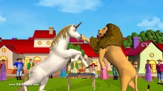 The Lion and the Unicorn 3D Animation English Nursery rhyme for children [upl. by Eenej]