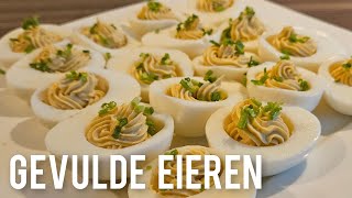 Gevulde eieren maken Kerstdagen receptmaking deviled eggs Christmas recipe [upl. by Friedly]