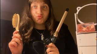 Asmr hair stylist Roleplayhair trimming and curling [upl. by Letrice352]