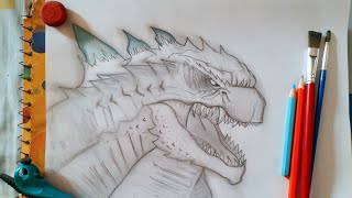 Drawing How to Draw Godzilla  Evolved Sketch [upl. by Killam]