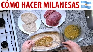 Cómo preparar milanesas estilo Argentino  Receta de milanesas de carne [upl. by Pruter755]