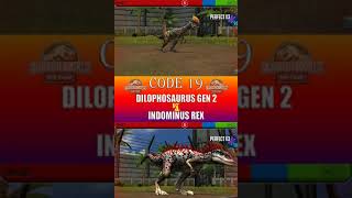 DILOPHOSAURUS GEN 2 VS INDOMINUS REX  JURASSIC WORLD THE GAME [upl. by Nerej]