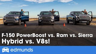 Drag Race Ford F150 vs Ram 1500 vs GMC Sierra  Racing Pickup Trucks  060 Performance amp More [upl. by Platt]