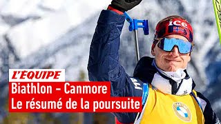 Biathlon  Un Johannes Boe intraitable soffre la poursuite de Canmore podium pour Eric Perrot [upl. by Patricio]