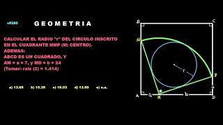v280 CIRCULO INSCRITO EN UN CUADRANTE DENTRO DE UN CUADRADO [upl. by Arbrab]
