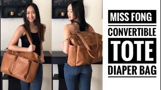 New Miss Fong Convertible TOTE Diaper Bag Review  Pack  On The Body [upl. by Nickolaus]